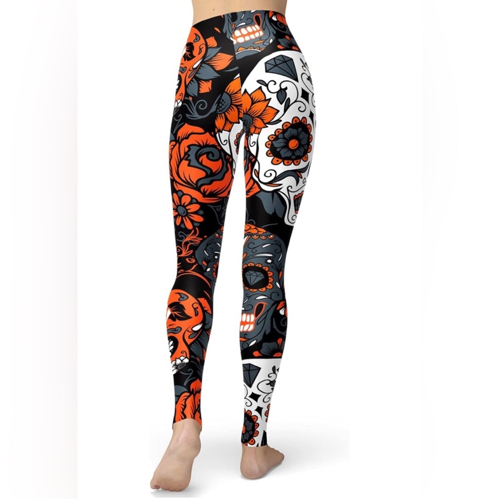 Sissycos Women's Sugar Skull Leggings Buttery Soft Print —#070 - Picture 2 of 6